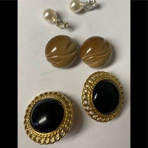 Set of (3) 80’s clip on earrings